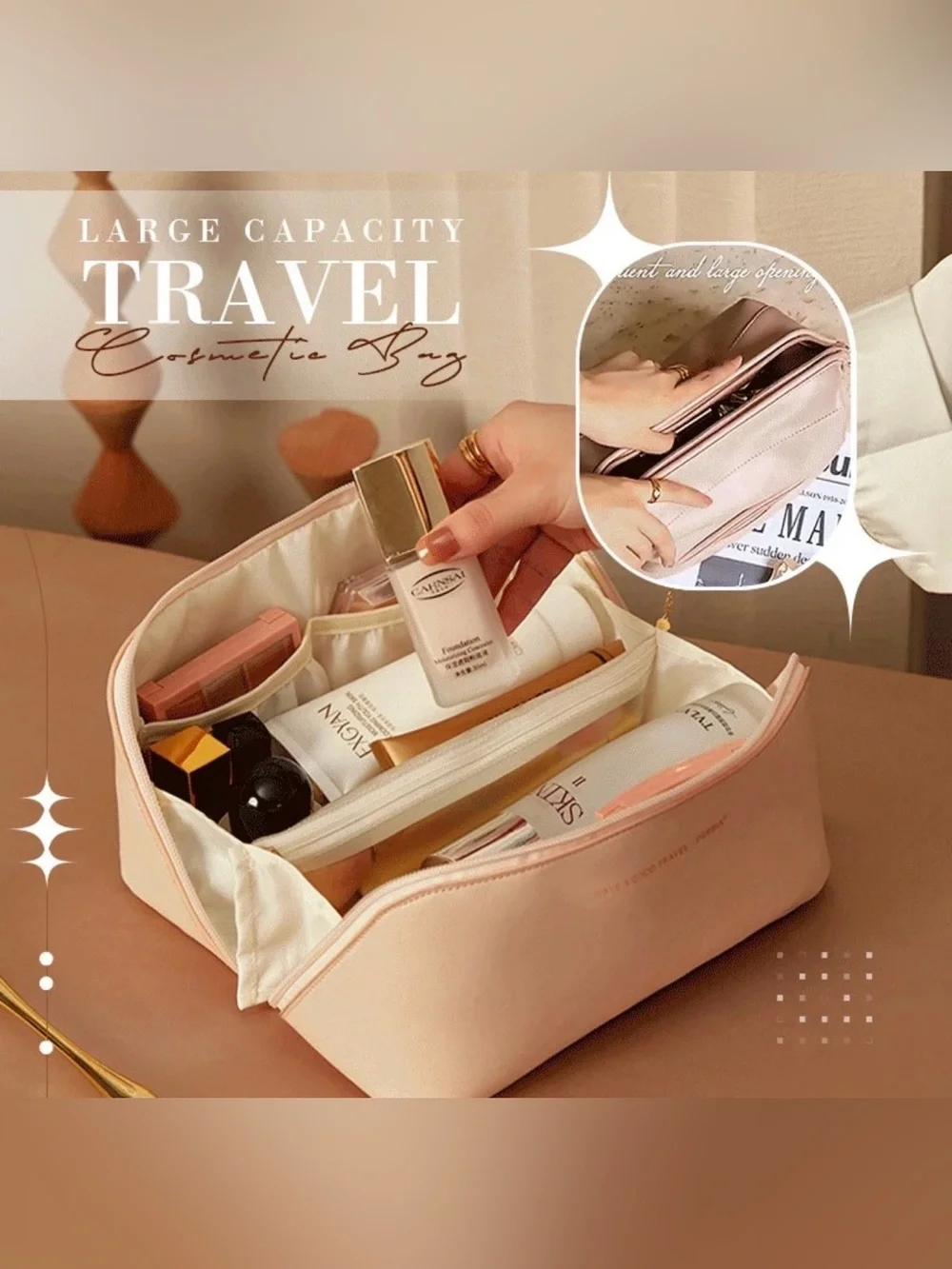 NEW Rose of No Man’s Land Large Lilac Travel Cosmetic Bag